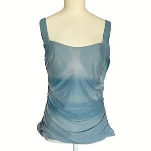 Athleta Square Neck UnderwireTankini Green Ombré Womens Size 38D/DD